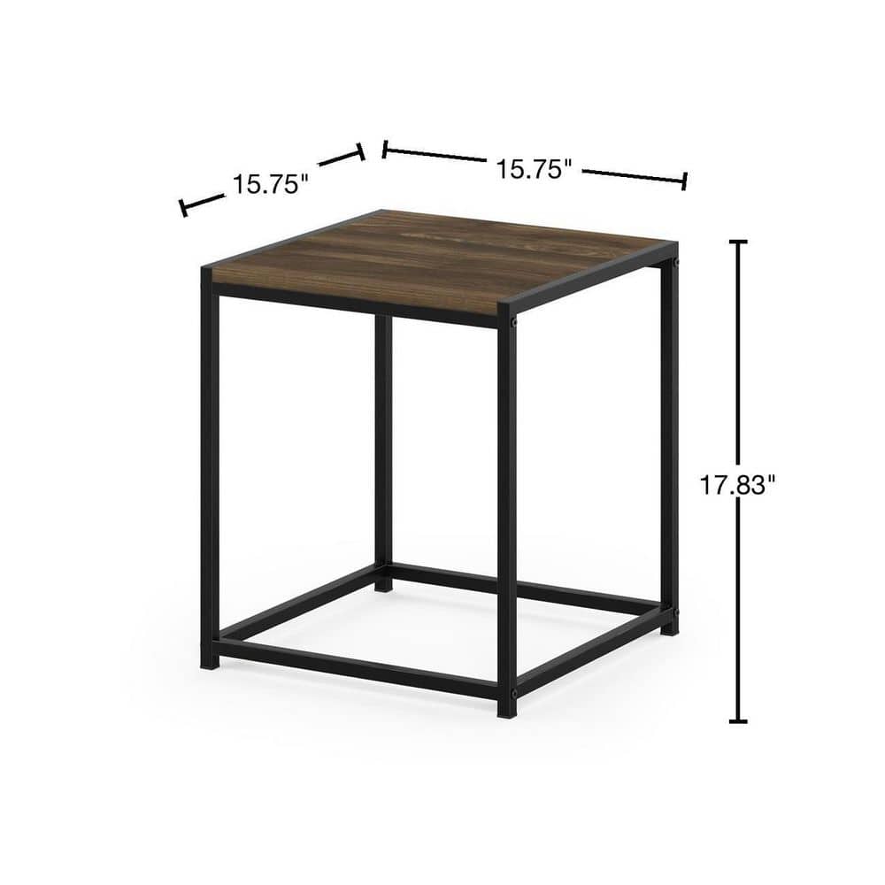 Columbia Walnut Square Wood and Metal End Table