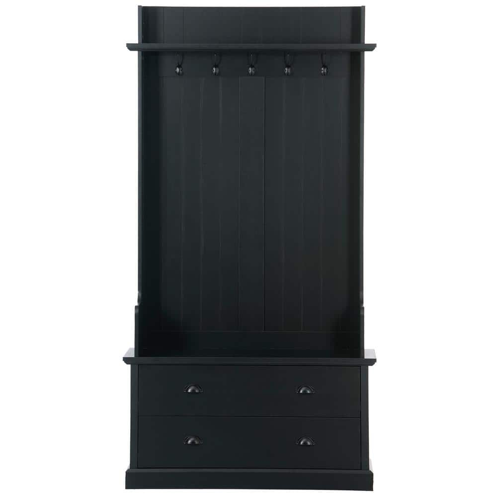 Asucoora Angelique Black 38.5 in. W x 75 in. H Hall Tree with Storage ...