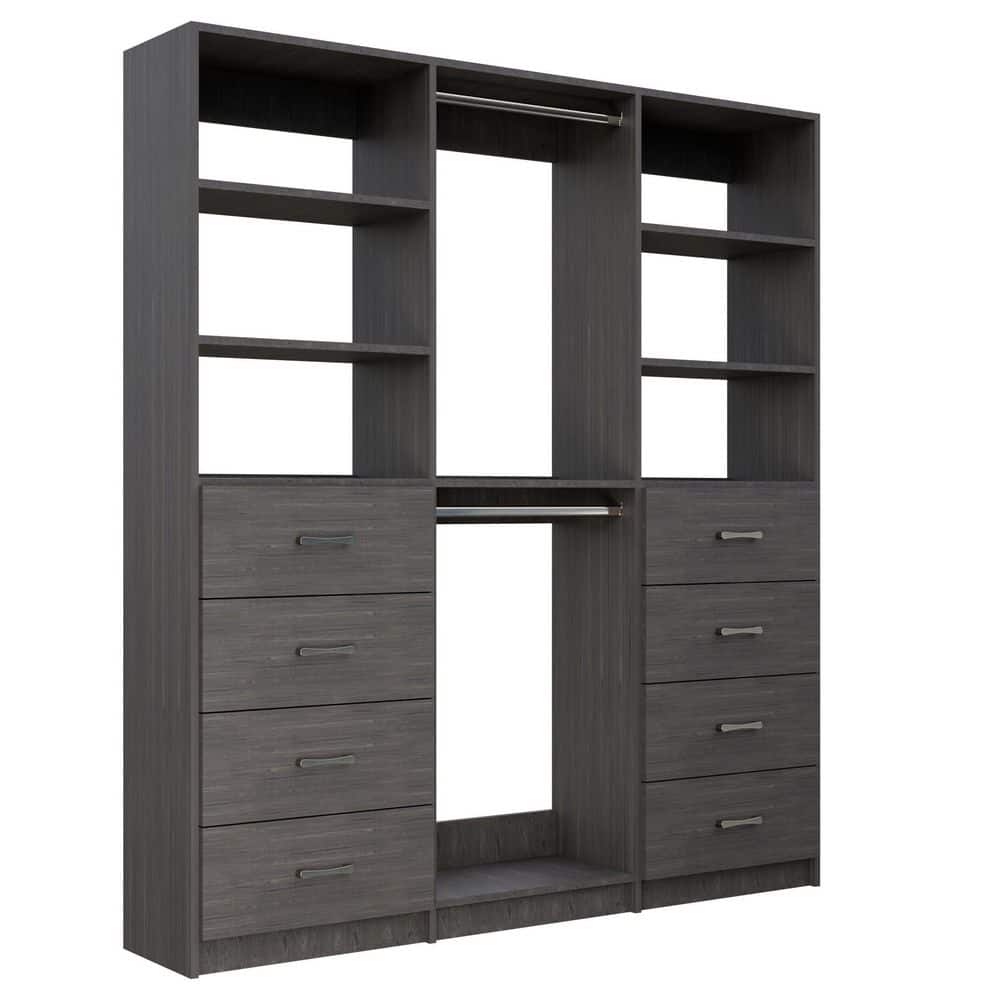 Alto Collection 75 in W Grey Tower System 2 4-Drawer and Double Hang 13-Shelf Wood Closet System price history on PriceWatchPro