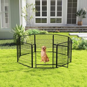 32 in. H Pet Playpen, Pet Dog Fence Playground, Camping Heavy-Duty for Small Dogs/Puppies, 8 Panel