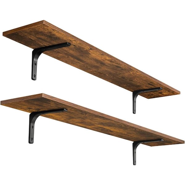 47.3 in. W x 7.9 in. D Rustic Brown Floating Shelf Decorative Wall Shelf (Set of 2)