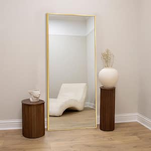 24 in. W x 71 in. H Modern Rectangular Frame Aluminum Alloy Gold Oversized Standing Mirror Floor Mirror