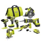 ONE+ 18V Cordless 6-Tool Combo Kit with 1.5 Ah Battery, 4.0 Ah Battery, Charger with Jig Saw