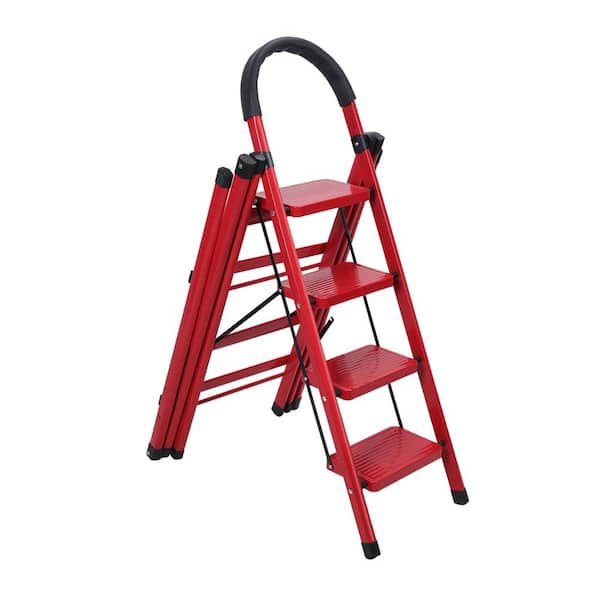 55.91 in Foldable Drying Rack with 4 Step Ladder Red 1 Piece
