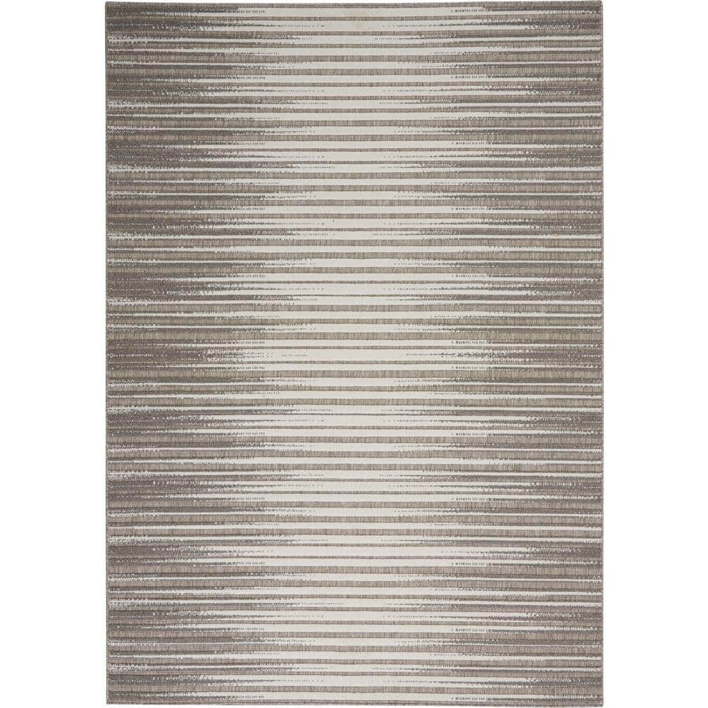 Calobra Light Grey Striped 4' x 6' Hand-Knotted Synthetic Rug
