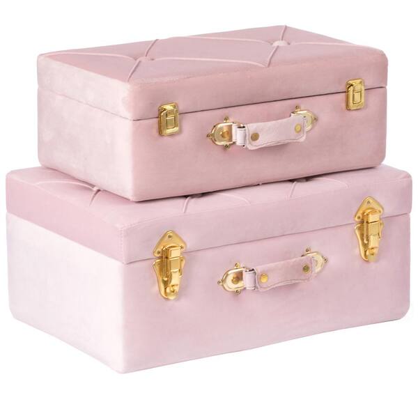 Set De 3 Valisettes Atmosphera Douceur - Rose Clair - Idéal Pour Rangement Ou Décoration