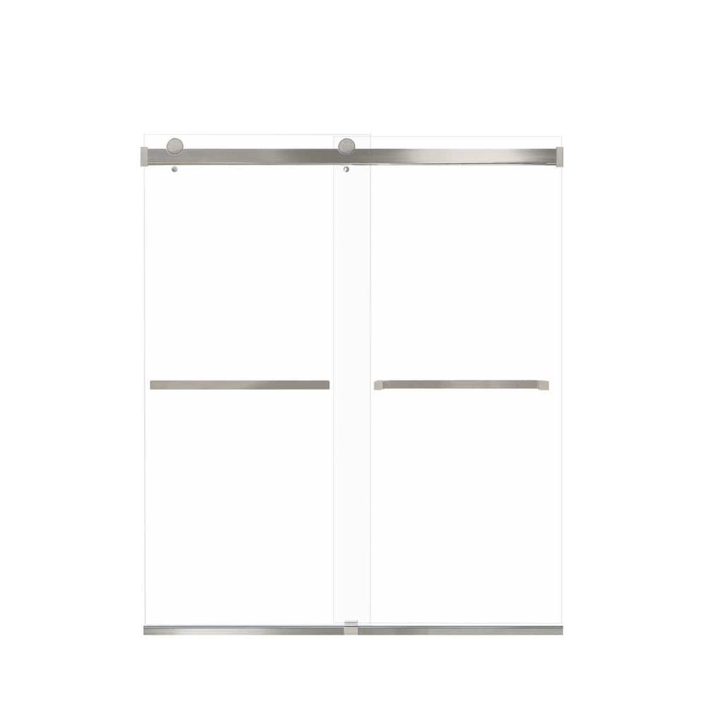 Brianna 60" x 70" Brushed Stainless Frameless Sliding Shower Door