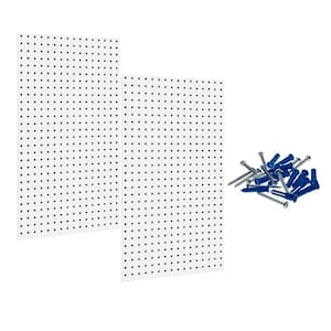 (2) 24 in. W x 42-1/2 in. H x 9/16 in. D White Epoxy, 18-Gauge Steel Square Hole Pegboards