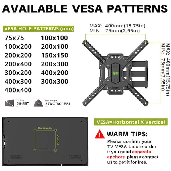 Husky Mounts Universal VESA Adapter - Extend VESA patterns for existing TV  mounts up to 200x200mm Max