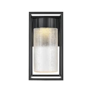 7.68 in. LED Light Powder Coated Black Outdoor Clear Textured