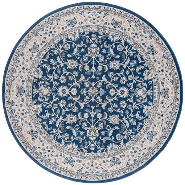 Madison Floral Dark Blue 8 ft. Round Indoor Area Rug