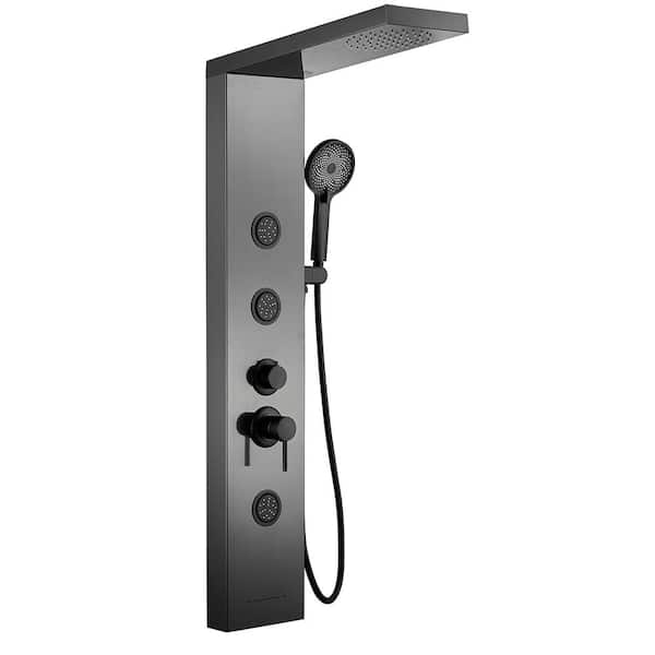 Forious pro 44.5 in. 4-Jet Shower System With Handheld Wand And 360° Angled Adjustable Massaging Body Sprayers in Black