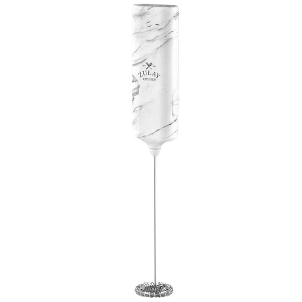 Zulay Kitchen Powerful Mini Milk Frother Electric Hand Mixer (White Marble)