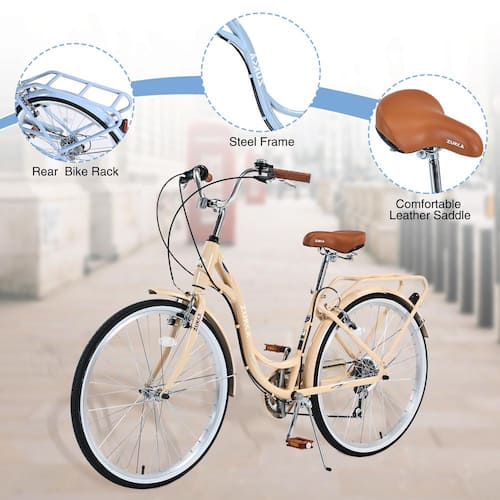 26 Beige 7-Speed Women' Bike City Bike Outdoor Ladys Bike
