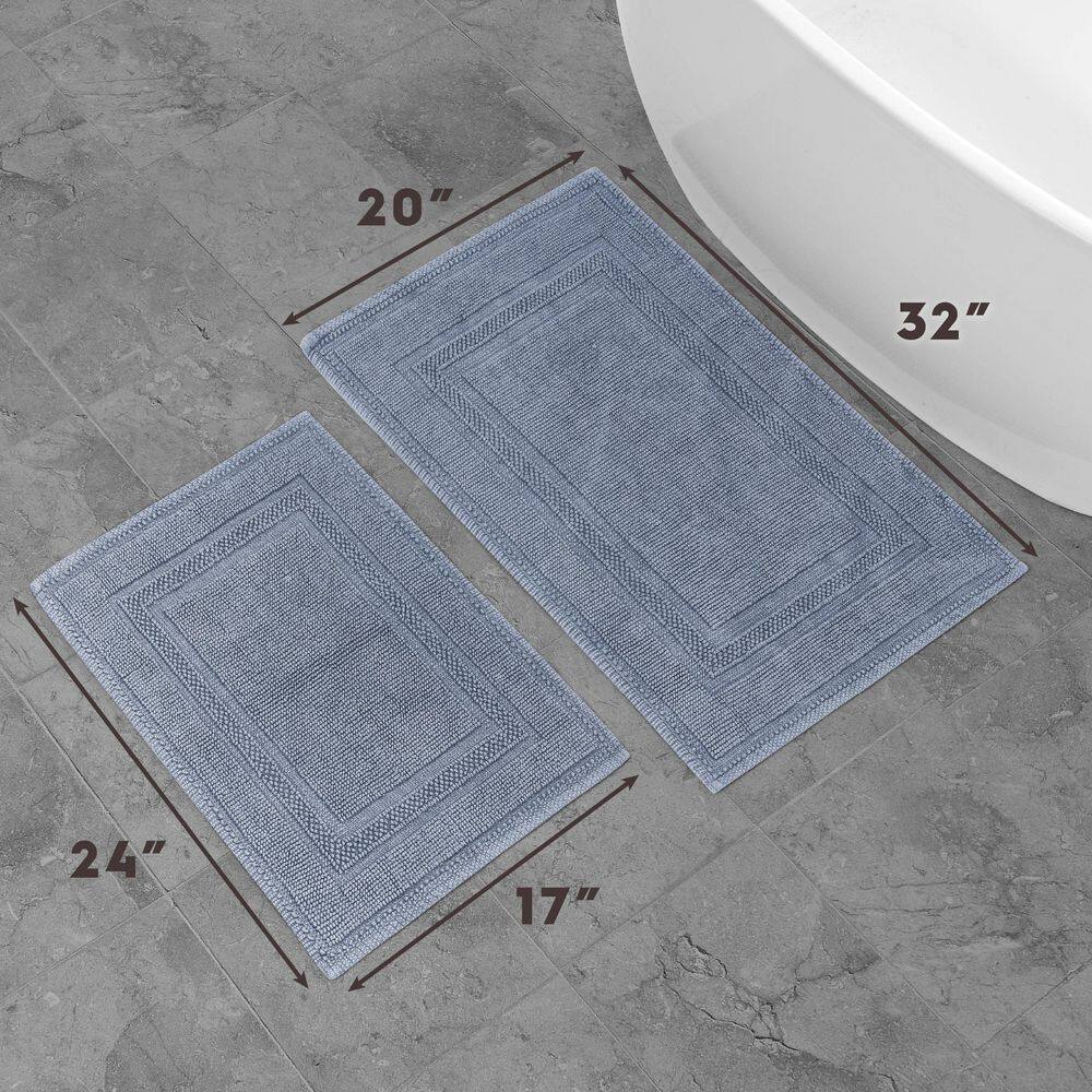 Stonewashed Chic Gray Blue Cotton Bath Rug Set, 2-Piece