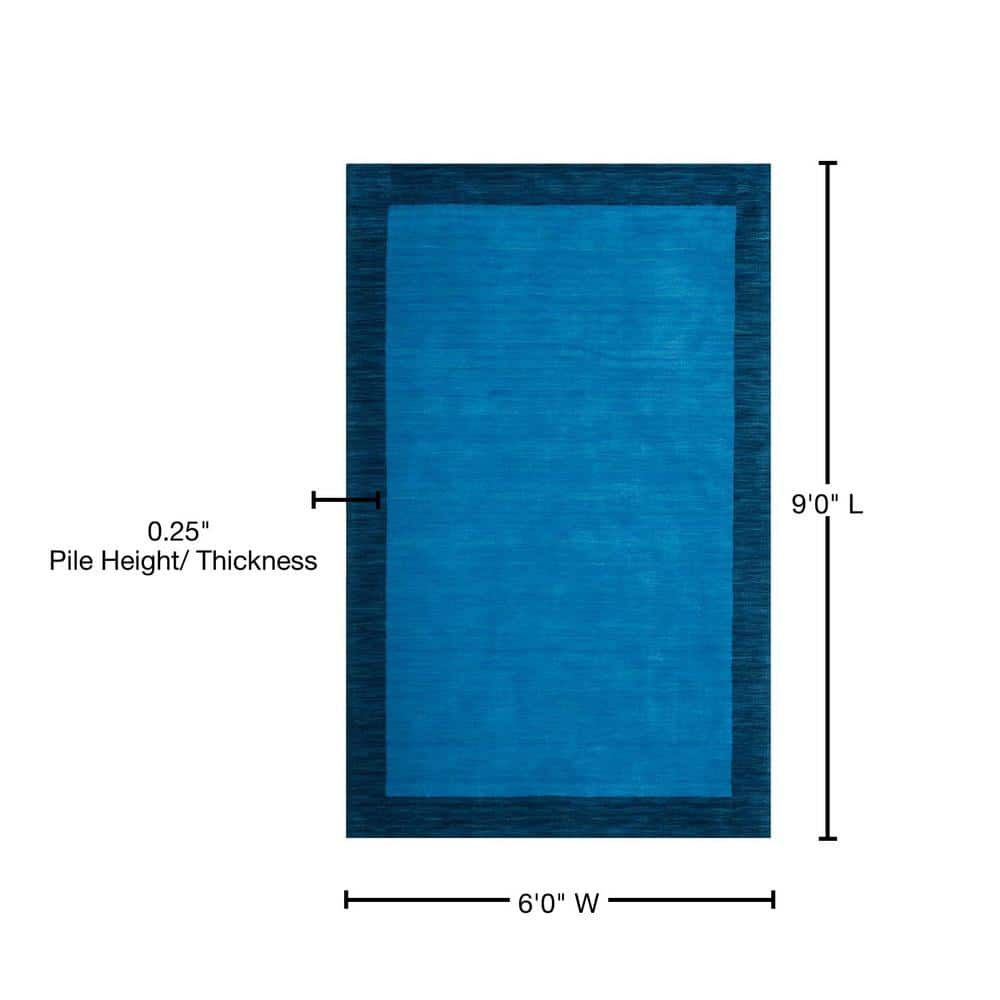 Hand-Knotted Artisan Blue Wool 6' x 9' Rectangular Area Rug