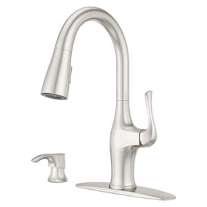 Wray Single-Handle Pull-Down Sprayer Kitchen Faucet with SoloTilt Soap Dispenser in Spot Defense Stainless Steel