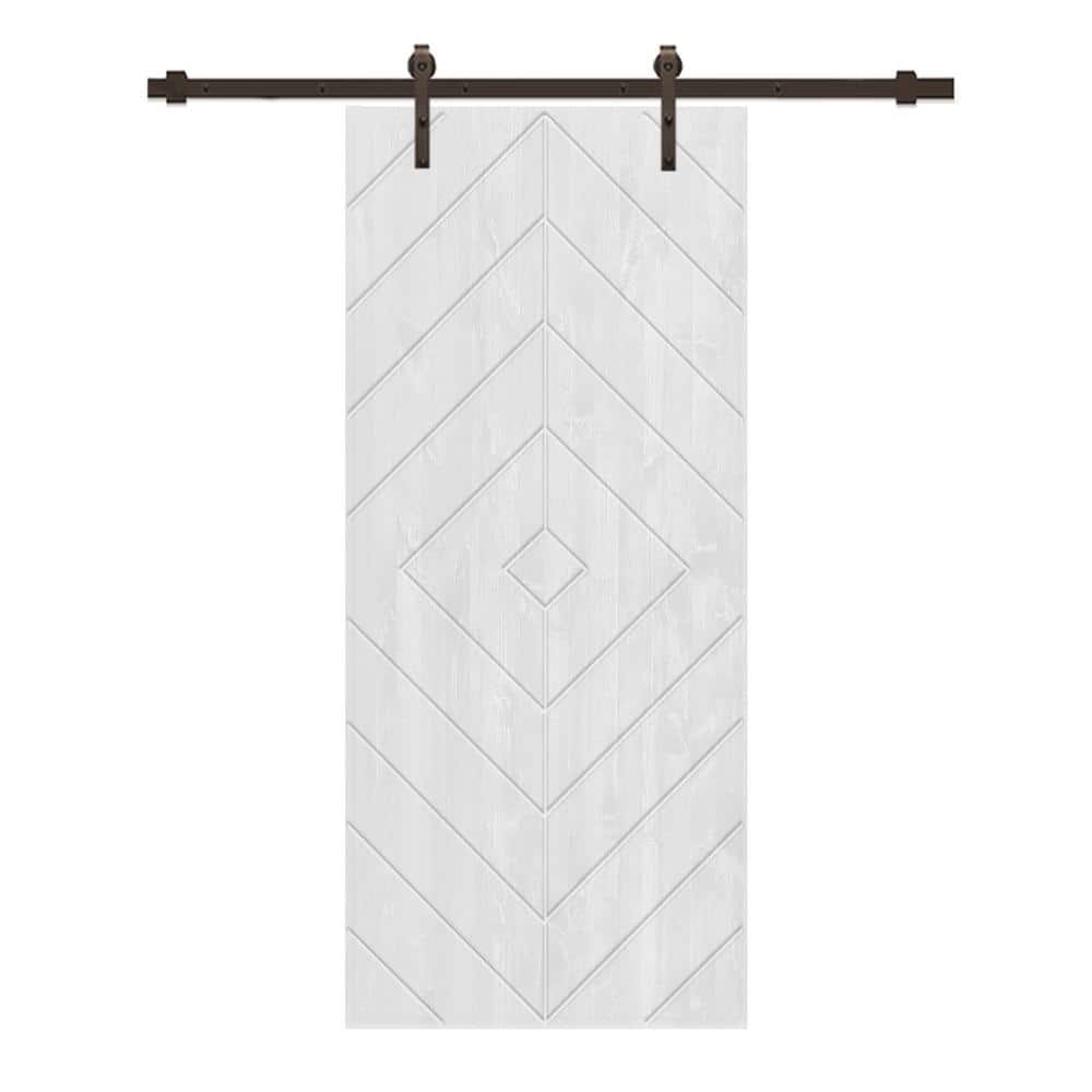 Diamond 36 in. x 96 in. Fully Assembled White Stained Wood Modern Sliding Barn Door with Hardware Kit price history on PriceWatchPro