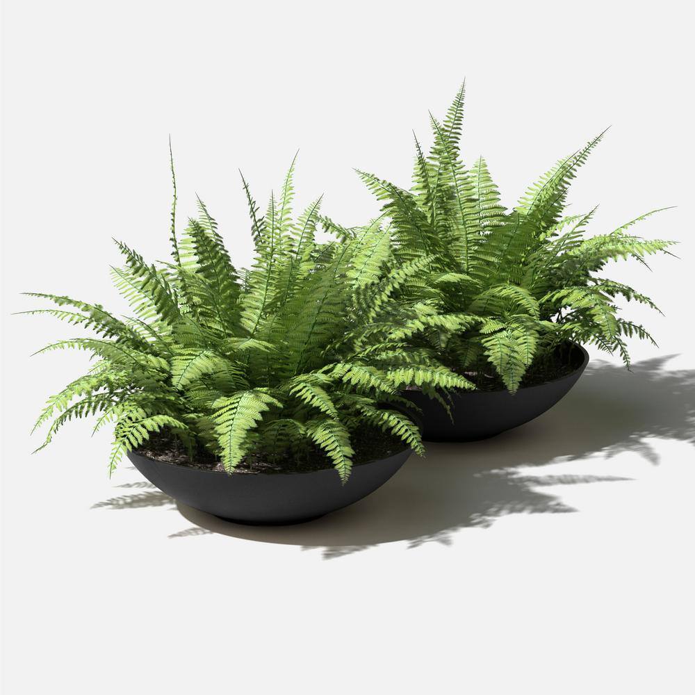 24" Black Stone-Plastic Composite Outdoor Planter Set
