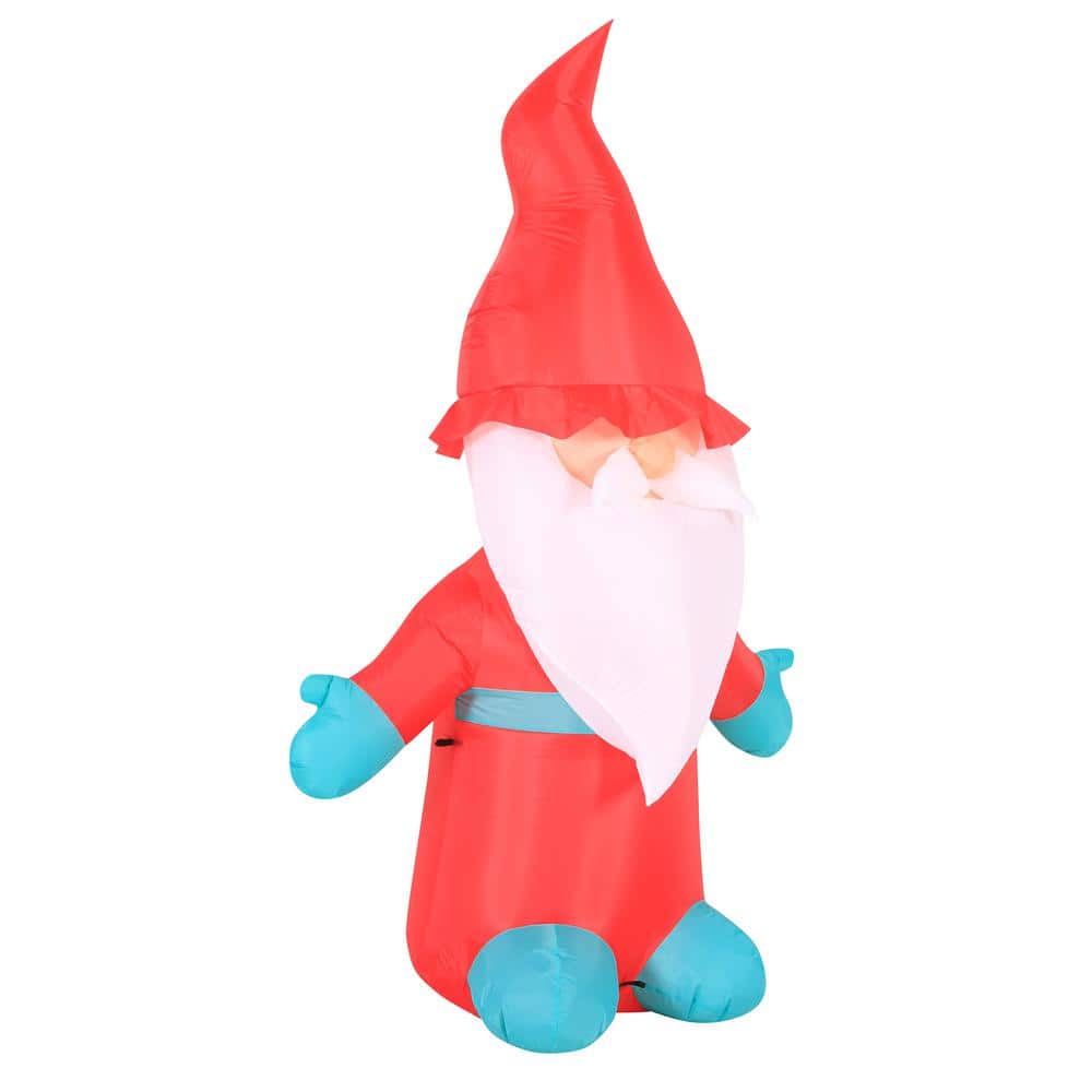 6-Foot Red and Teal Inflatable Christmas Gnome