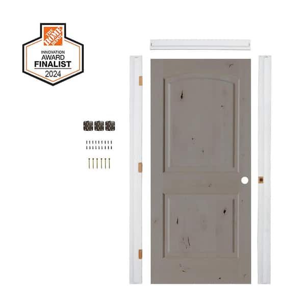 Krosswood Doors DIY RTA Kit 24 in. x 80 in. Arch Top Left-Hand Clear Stain Knotty Alder Wood Single Ready To Assemble Interior Door