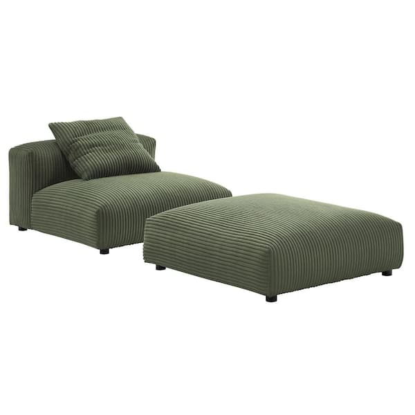 Solace 41.34 in. Armless 2-piece Corduroy Modular Sectional Sofa in. Fern Green