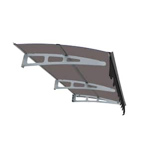 34 in. x 79 in. Brown Transparent Fixed Awning with Valance (Includes Anchor Bolts) Door Window Kit for Wooden House