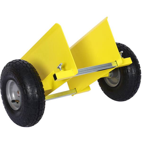 10 in. Yellow Lumber Transfer Panel Handbarrow Dolly with Pneumatic Wheels and 600 lb. Load Capacity
