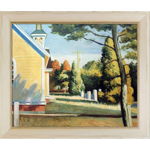 LA PASTICHE 24.5 in. x 28.5 in. "Church in Eastham, 1935" by Edward Hopper Framed Oil Painting