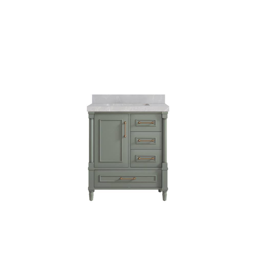 Hudson 30 in. W x 22 in. D x 36 in. H Single Sink Bath Vanity Center in Evergreen with 2 in. Pearl Gray Quartz Top price history on PriceWatchPro