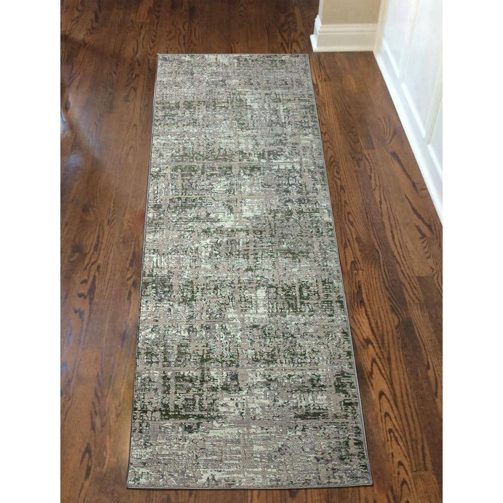 Livigno 1241 Transitional Striated Green Runner Area Rug 1241/1034 ...