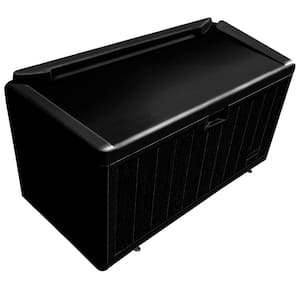 50 Gal. Black Wood Look Outdoor Storage Deck Box with Lockable Lid