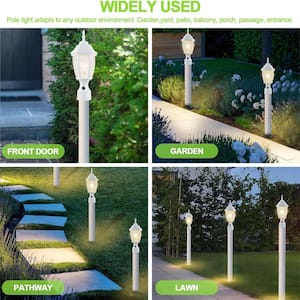 1-Light White Metal Post Lamp Hardwired Outdoor Waterproof Post Light with Glass Shade, E26, No Bulbs Included (1-Pack)