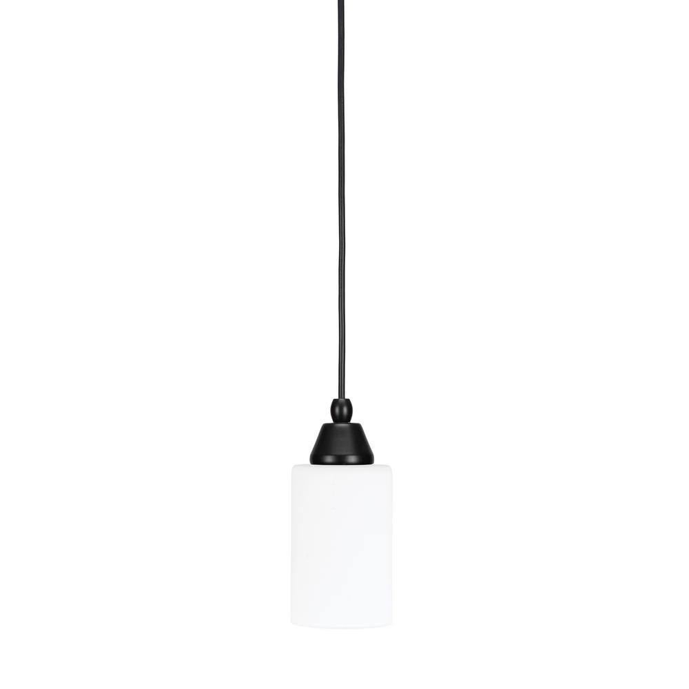 Bryson 4 in. 1-Light Matte Black Cord Pendant Light with 4 in. White Muslin