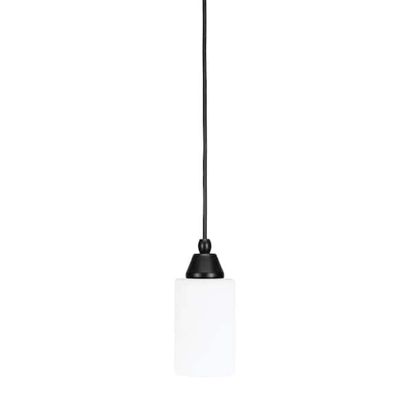 Unbranded Bryson 4 in. 1-Light Matte Black Cord Pendant Light with 4 in. White Muslin Glass Shade, no bulb included