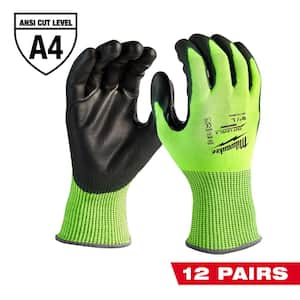X-Large High Visibility Level 4 Cut Resistant Polyurethane Dipped Work Gloves (12-Pack)