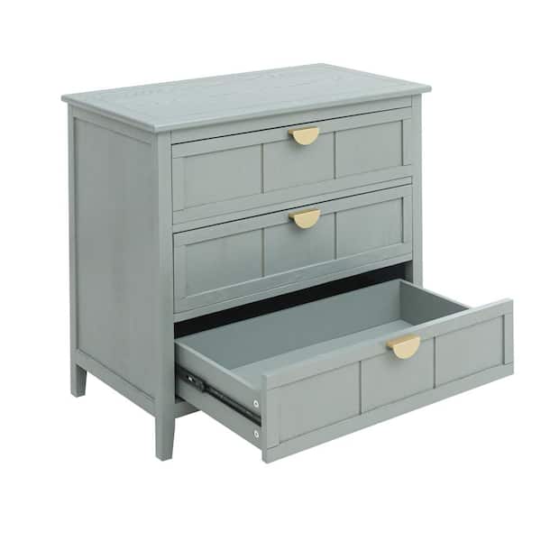Unbranded 31.54 in. W x 15 in. D x 30.75 in. H Gray Linen Cabinet with 3-Drawers for Bedroom