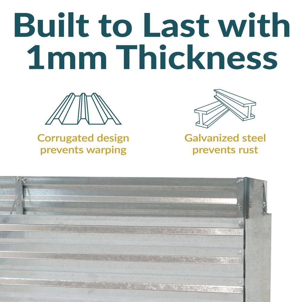 Silver Galvanized Steel L-Shaped Raised Garden Bed