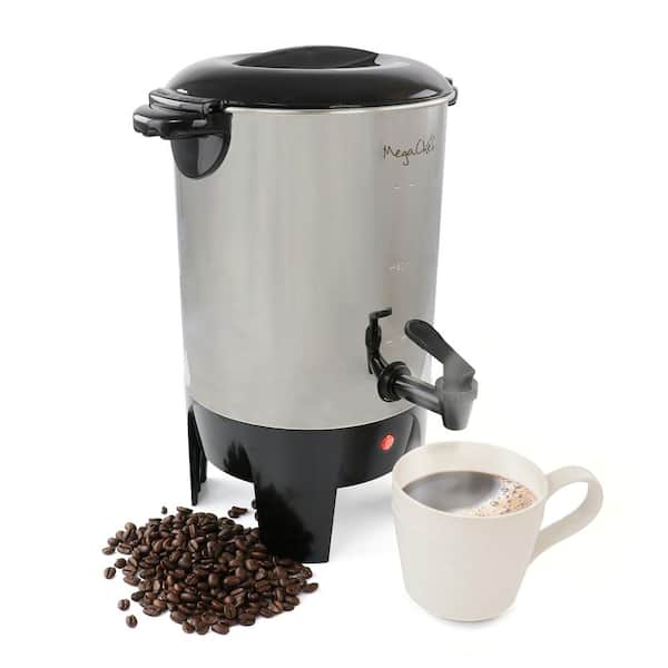 MegaChef 30 Cup Stainless Steel Coffee Urn in silver