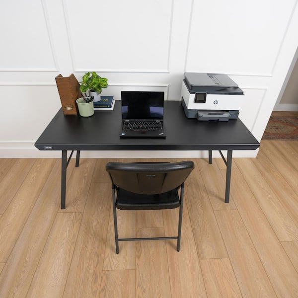 Lifetime 60 in. L Rectangle Black Resin Top Work From Home Desk
