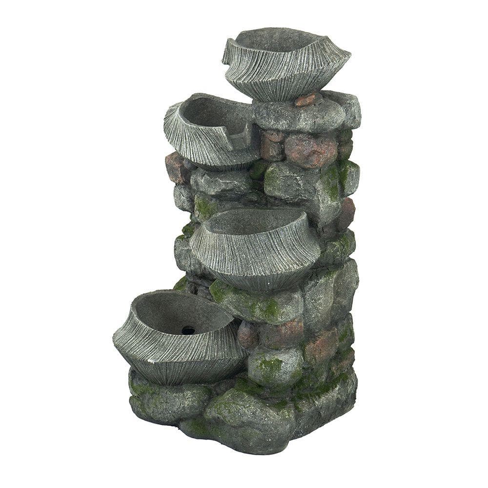 "19x15x31.5"" Stone Water Fountain - 4-Tier Polyresin, LED Light, Indoor/Outdoor" price history on PriceWatchPro