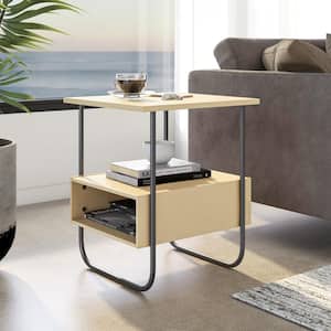 Rive 18.5 in Light Maple Rectangle Composite End Table Open Shelf Bottom Compartment