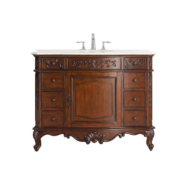 Home Decorators Collection Winslow 45 In W X 22 In D Vanity In Antique Cherry With Marble Vanity Top In White With White Sink Winslow 45ac The Home Depot