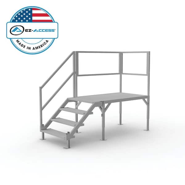 EZ-ACCESS FORTRESS 27.5 in. to 42.5 in H OSHA Compliant Aluminum 4-Riser Stair System with Platform