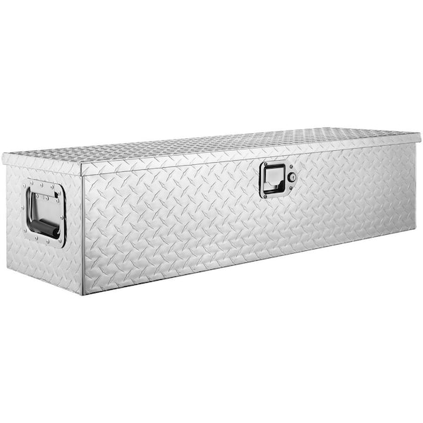 VEVOR 39 in. Silver Heavy Duty Aluminum Truck Bed Tool Box Top Mount Truck Tool Box with Side Handle and Lock Keys