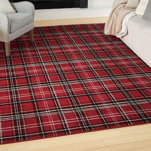 Grafix Red 9 ft. x 12 ft. Plaid Contemporary Area Rug