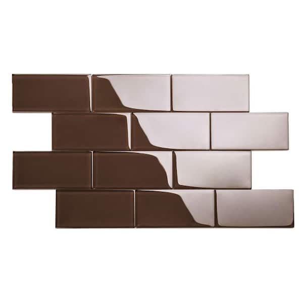Classic Brown 3 in. x 6 in. x 8 mm Glass Subway Tile (5 sq. ft./case)