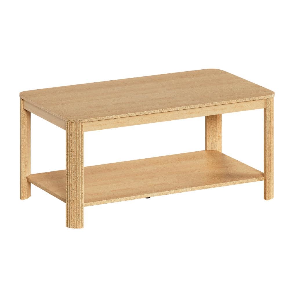 Natural Brown Wood Rectangular Outdoor Coffee Table with Storage Shelf price history on PriceWatchPro