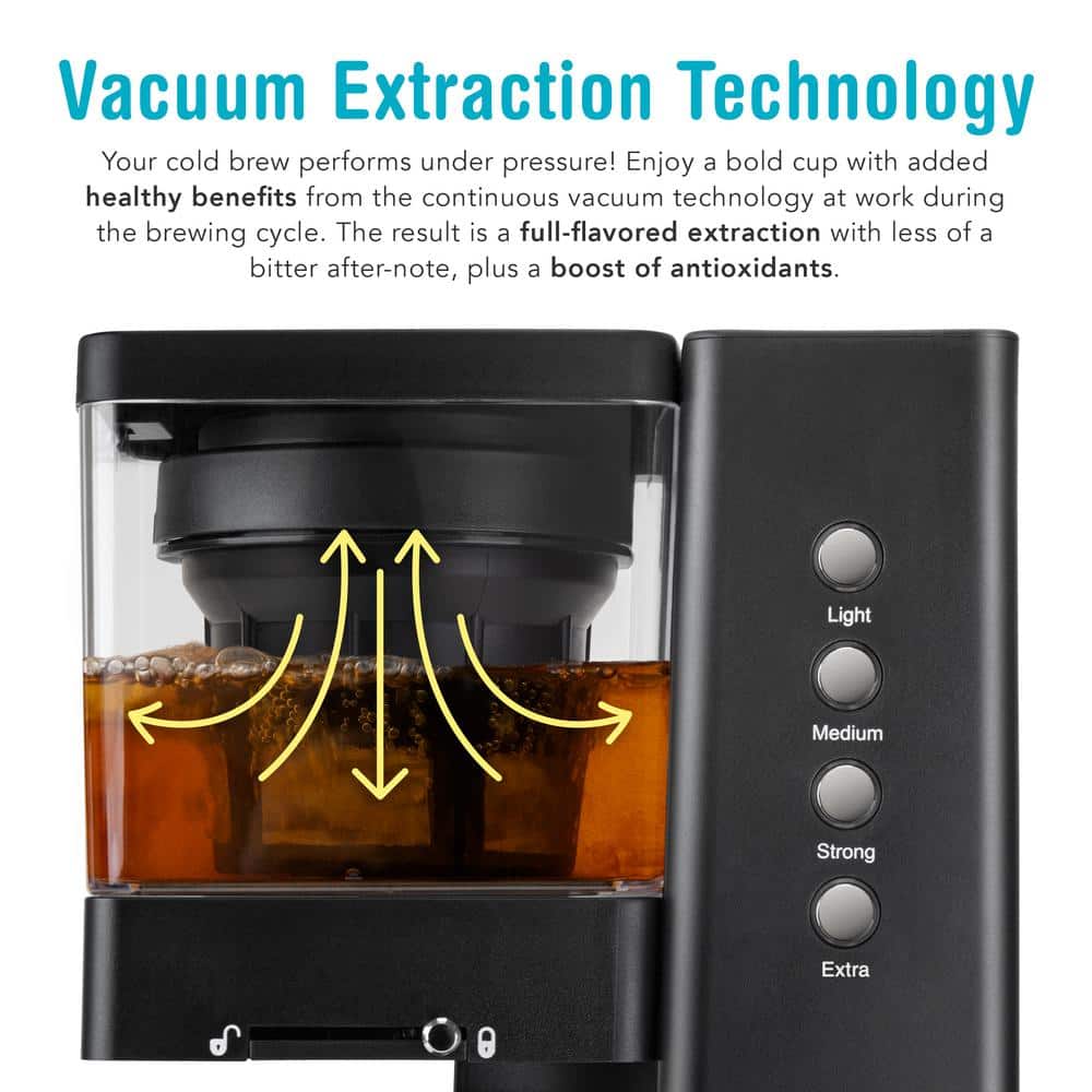 Shine Black Cold Brew Coffee and Tea Machine with Vacuum Technology