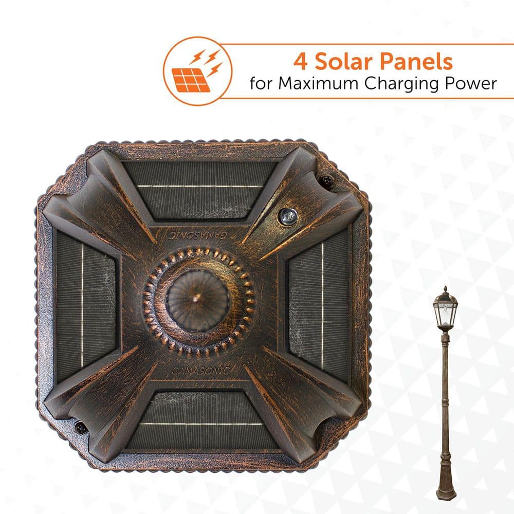 Orleans Inspired Weathered Bronze Solar Lamp Post with LED & Dusk to Dawn Feature